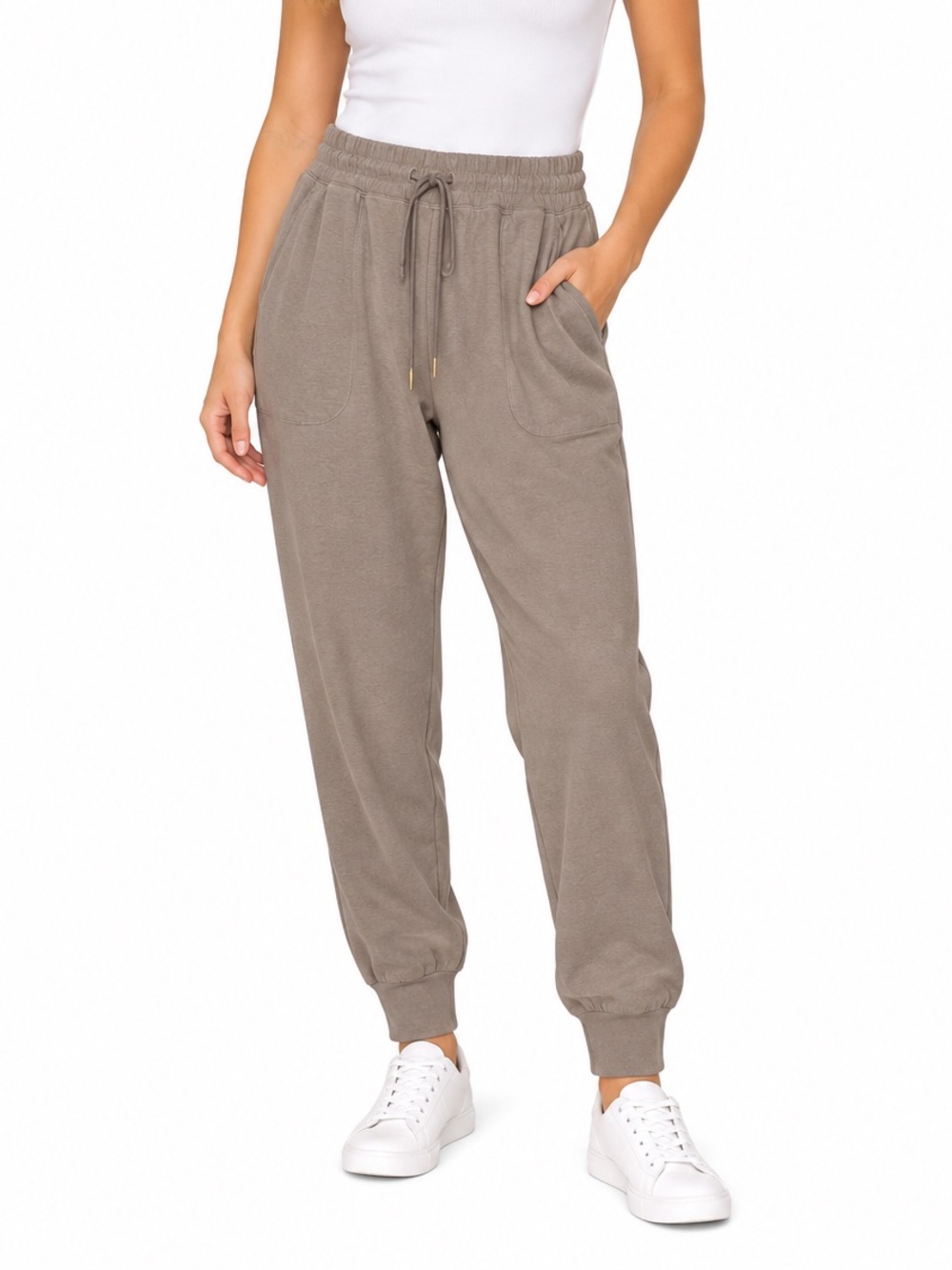 Beyond Yoga Jogger Pants Size Large Taupe Pockets Athleisure Yoga